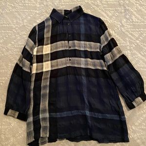 Burberry Dark Blue 3/4 Sleeve Blouse